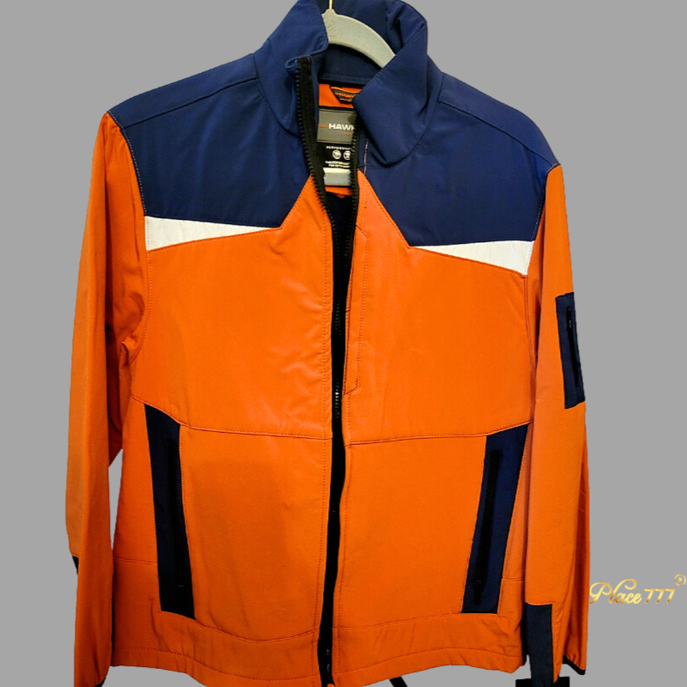 NWT Boys Hawke & Co. Performance Outerwear Jacket Flame Orang/Blue 14/16